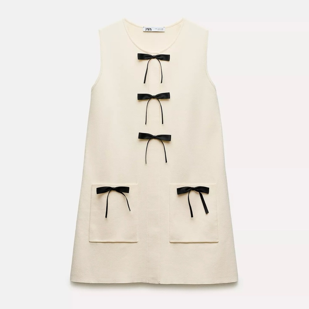 Zara knit dress with contrasting bows